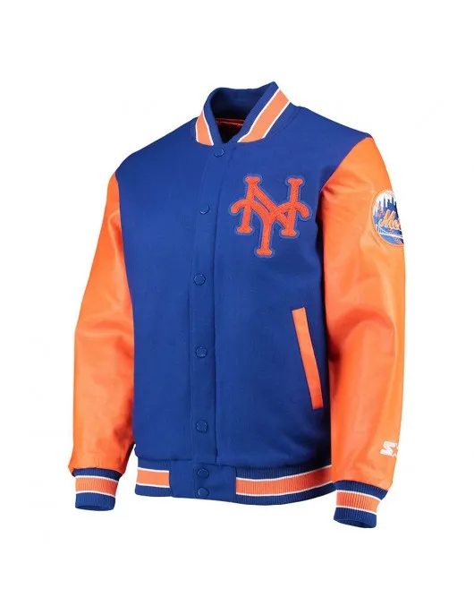 NY Mets 35th Anniversary Royal and Orange Varsity Jacket NY Mets 35th Anniversary Royal and Orange Varsity Jacket