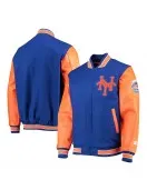 NY Mets 35th Anniversary Royal and Orange Varsity Jacket NY Mets 35th Anniversary Royal and Orange Varsity Jacket