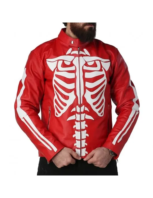 Red Skeleton Real Leather Jacket Red Skeleton Real Leather Jacket