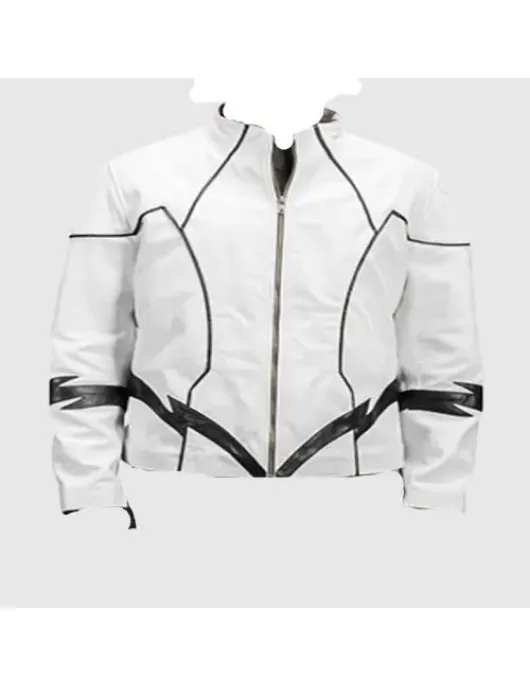Roboguy White Biker Leather Jacket Roboguy White Biker Leather Jacket