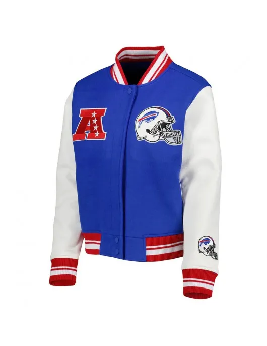Royal/White Buffalo Bills Mash Up Varsity Jacket Royal/White Buffalo Bills Mash Up Varsity Jacket