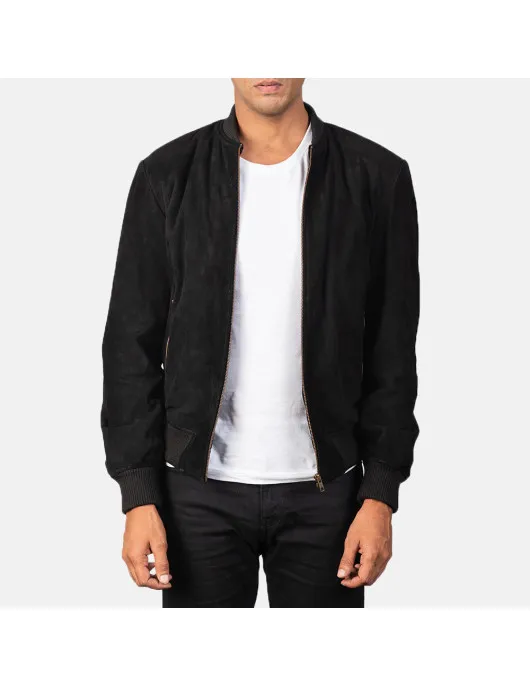 Shane Black Suede Bomber Jacket