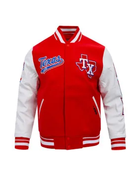 Texas Rangers Script Tail Classic Rib Varsity Jacket