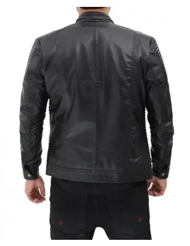 Trento Mens Black Fitted Quilted Leather Jacket