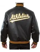 Varsity Oakland Athletics Black Leather Jacket Varsity Oakland Athletics Black Leather Jacket