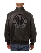 Washington Wizards Bomber Black Leather Jacket Washington Wizards Bomber Black Leather Jacket