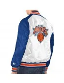 White/Blue New York Knicks Renegade Varsity Satin Jacket White/Blue New York Knicks Renegade Varsity Satin Jacket