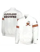 White Cleveland Browns The Power Forward Satin Jacket
