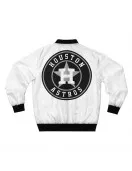White Houston Astros Bomber Full-Zip Satin Jacket White Houston Astros Bomber Full-Zip Satin Jacket