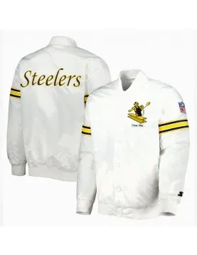 White Pittsburgh Steelers The Power Forward Satin Jacket