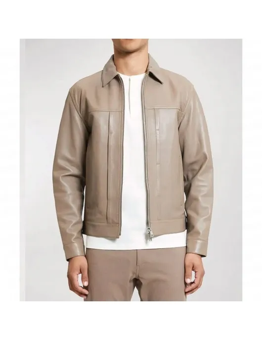 With Love Season 2 Desmond Chiam Beige Leather Jacket With Love Season 2 Desmond Chiam Beige Leather Jacket