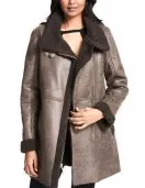 Women Asymmetrical Zip Shearling Leather Coat Women Asymmetrical Zip Shearling Leather Coat
