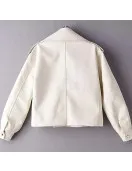 Women's Spring Fashion Retro Long Sleeve Washed PU Leather Solid Color Jacket