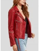 Womens Wear Red Leather Biker Jacket Womens Wear Red Leather Biker Jacket