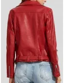 Womens Wear Red Leather Biker Jacket Womens Wear Red Leather Biker Jacket