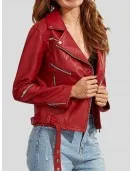Womens Wear Red Leather Biker Jacket Womens Wear Red Leather Biker Jacket