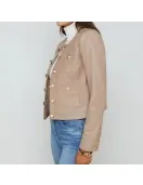 Women’s Jayde Collarless Black Leather Jacket