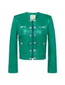 Women’s Jayde Collarless Black Leather Jacket