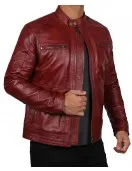 Wyoming Mens Wine Leather Jacket
