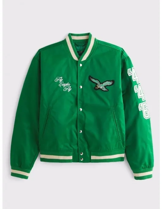Abercrombie Chiefs Green Varsity Satin Bomber Jacket Abercrombie Chiefs Green Varsity Satin Bomber Jacket
