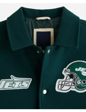NY Jets Green and Eggshell Varsity Bomber Jacket