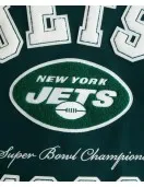 NY Jets Green and Eggshell Varsity Bomber Jacket NY Jets Green and Eggshell Varsity Bomber Jacket