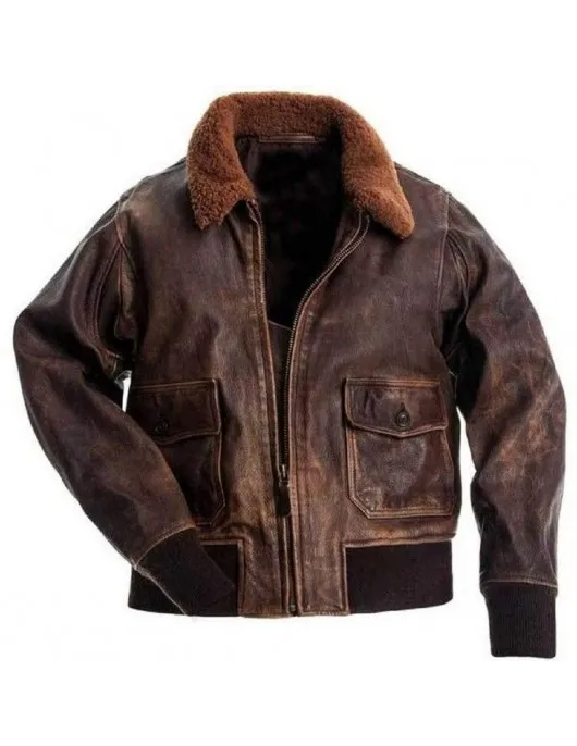 Men's Air Force G2 USAF Brown Pilot Aviator Fur Colar Flight Bomber Jacket Men's Air Force G2 USAF Brown Pilot Aviator Fur Colar Flight Bomber Jacket