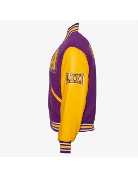 Alcorn State University Purple and Gold Varsity Jacket - Unisex Wool &amp; Leather