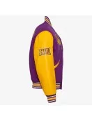 Alcorn State University Purple and Gold Varsity Jacket - Unisex Wool & Leather Alcorn State University Purple and Gold Varsity Jacket - Unisex Wool & Leather