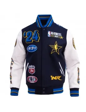 All Star Game 2024 Men's Wool Varsity Jacket Midnight Navy Royal
