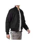 All-Wool Letterman Jacket in Sleek All-Black