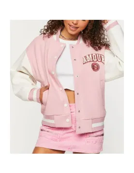 Amour Paris Pink Varsity Jacket