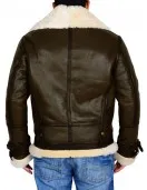 Mens Army Green Bomber Leather Jacket