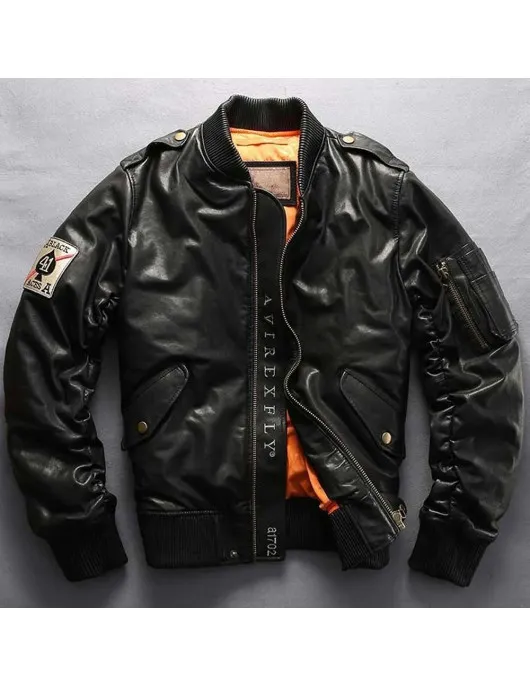 Avirex Ace of Spades Casual Bomber Leather Jacket
