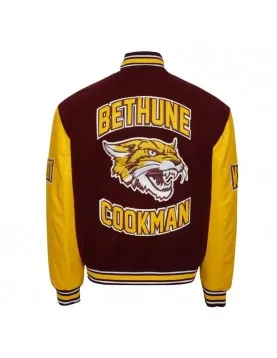 Bethune Cookman University Maroon and Gold Varsity Jacket - Unisex Wool &amp; Leather