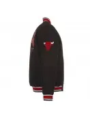 Black Full-Snap Chicago Bulls Wool Varsity Jacket