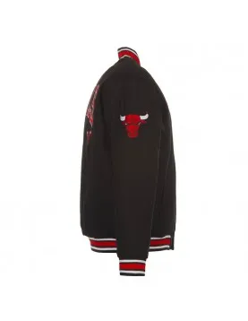 Black Full-Snap Chicago Bulls Wool Varsity Jacket