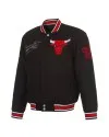 Black Full-Snap Chicago Bulls Wool Varsity Jacket