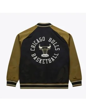 Black/Olive Chicago Bulls Double Clutch Satin Jacket