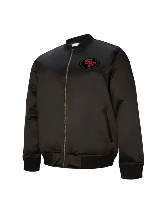 Black San Francisco 49ers Excellence Full-Zip Satin Jacket