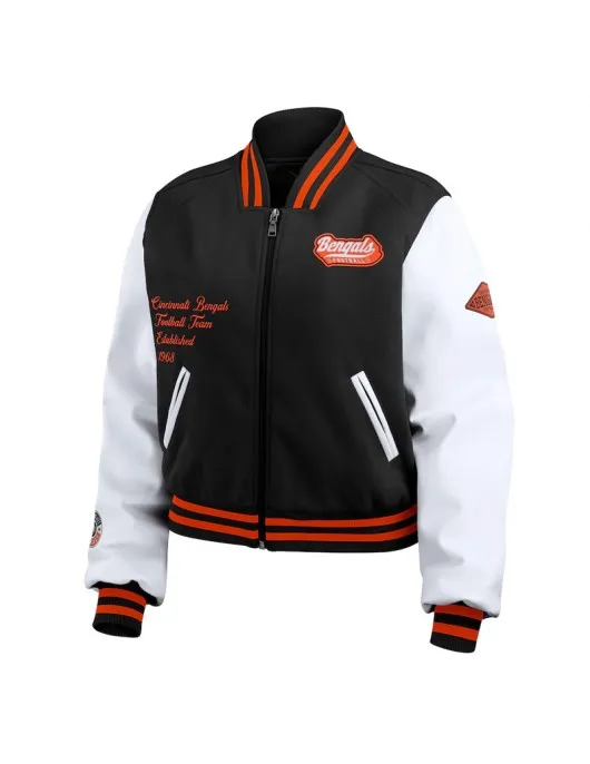 Black/White Cincinnati Bengals Varsity Full-Zip Jacket