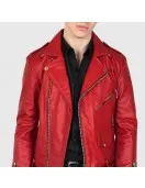 Blood Red Commando Leather Jacket