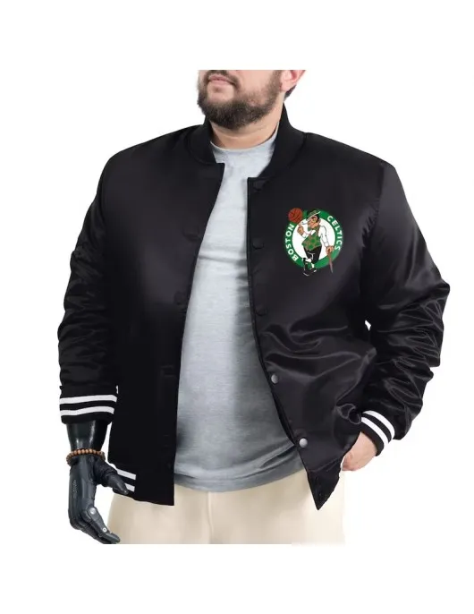Boston Celtics Adaptive Bold Logo Varsity Satin Jacket Boston Celtics Adaptive Bold Logo Varsity Satin Jacket