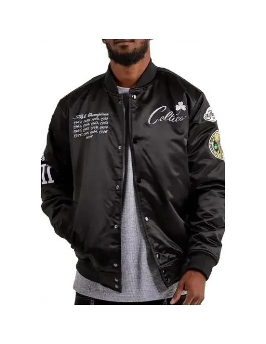 Boston Celtics Championship Satin Varsity Jacket Boston Celtics Championship Satin Varsity Jacket