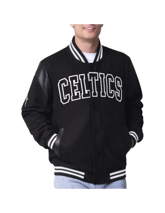Boston Celtics Clutch Hitter Black Varsity Jacket Boston Celtics Clutch Hitter Black Varsity Jacket