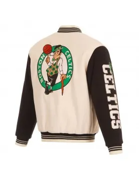 Boston Celtics Cream and Black Varsity Jacket