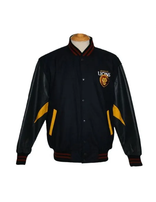 Brisbane Lions Embroidered Black Varsity Jacket