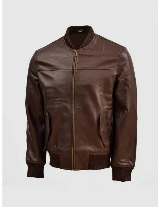 Brown Sheep Leather Bomber Jacket