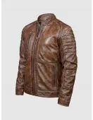 Brown Waxed Biker Leather Jacket
