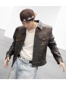 BTS' J-Hope X LV Brown Leather Jacket